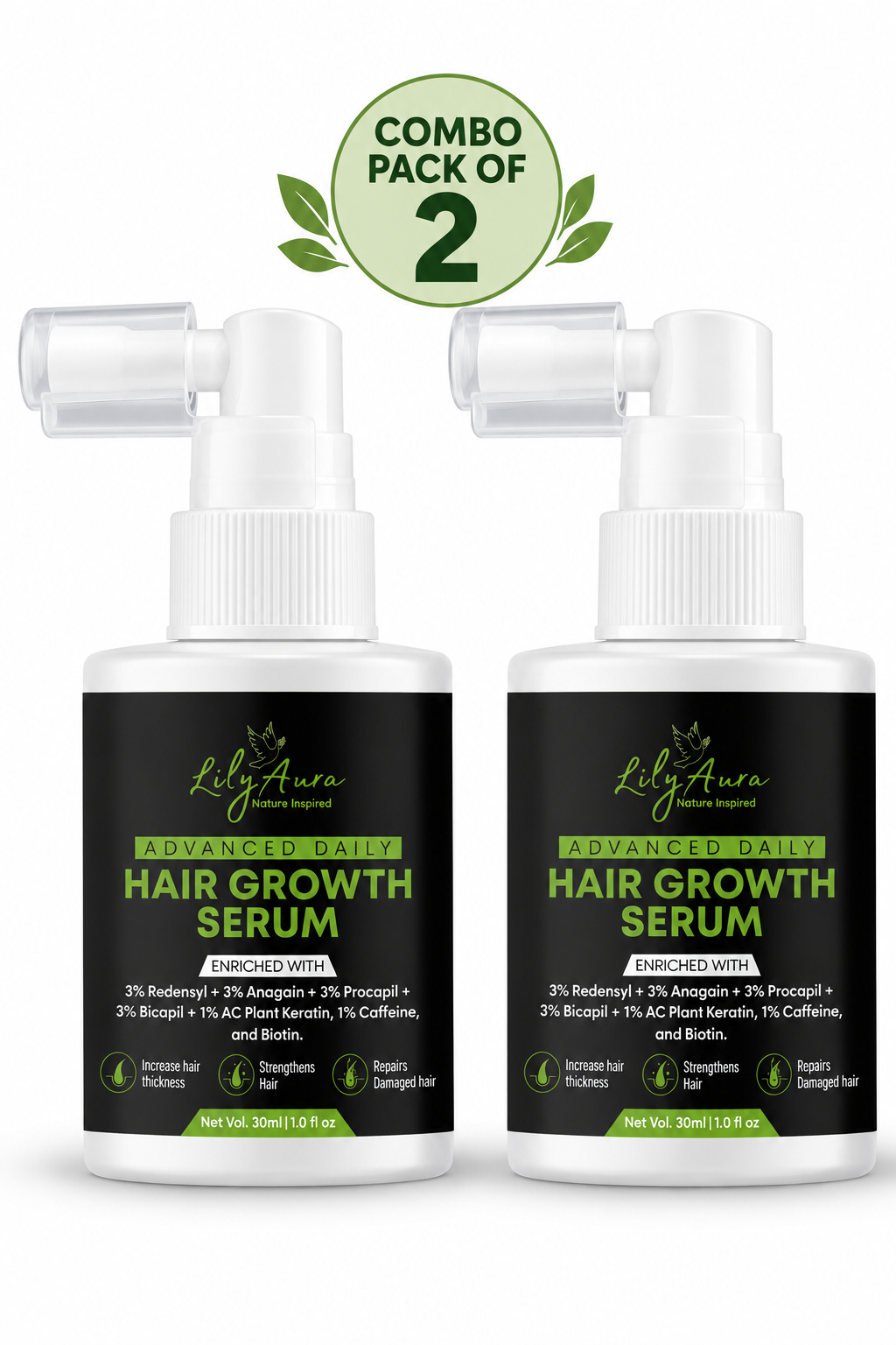 Advanced Daily Hair Growth Serum 3% Redensyl + 3% Anagain + 3% Procapil + 3% Baicapil + Ac Plant Keratin + Caffeine + Biotin