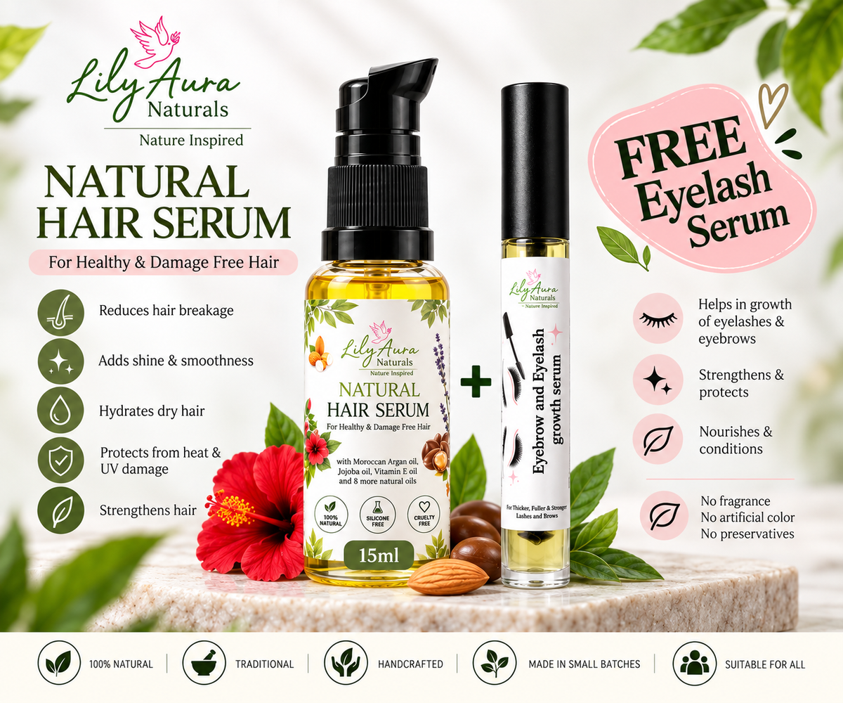 NATURAL HAIR SERUM 15ml + Free Eyebrow & Eyelash Serum