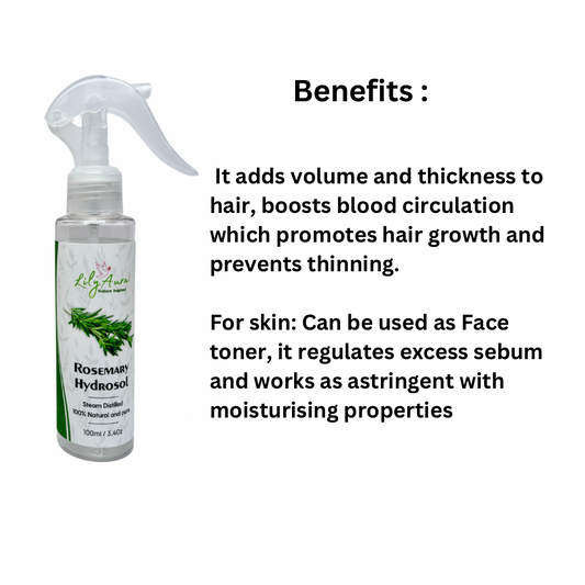 Rosemary hydrosol( Pure Steam Distilled) Rosemary water for Hair Growth
