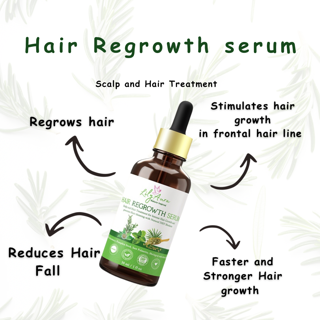 Hair Regrowth Serum with Rosemary, Pumpkin seed, Bhringraj and other herbs