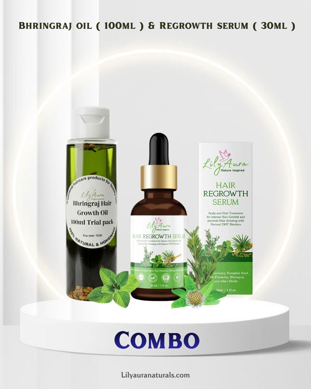 Bhringraj Hair Growth Oil 100ml & Hair Regrowth Serum 30ml Combo