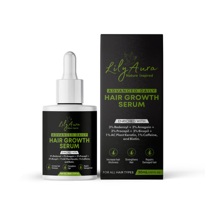 Advanced Daily Hair Growth Serum 3% Redensyl + 3% Anagain + 3% Procapil + 3% Bicapil + Ac Plant Keratin + Caffeine + Biotin