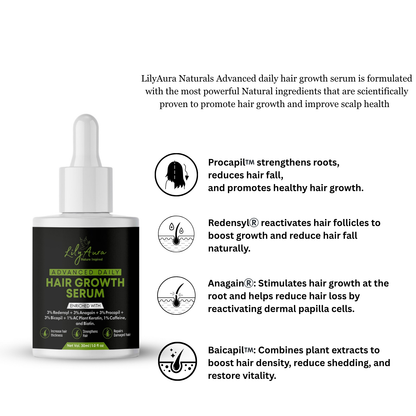 Advanced Daily Hair Growth Serum 3% Redensyl + 3% Anagain + 3% Procapil + 3% Bicapil + Ac Plant Keratin + Caffeine + Biotin