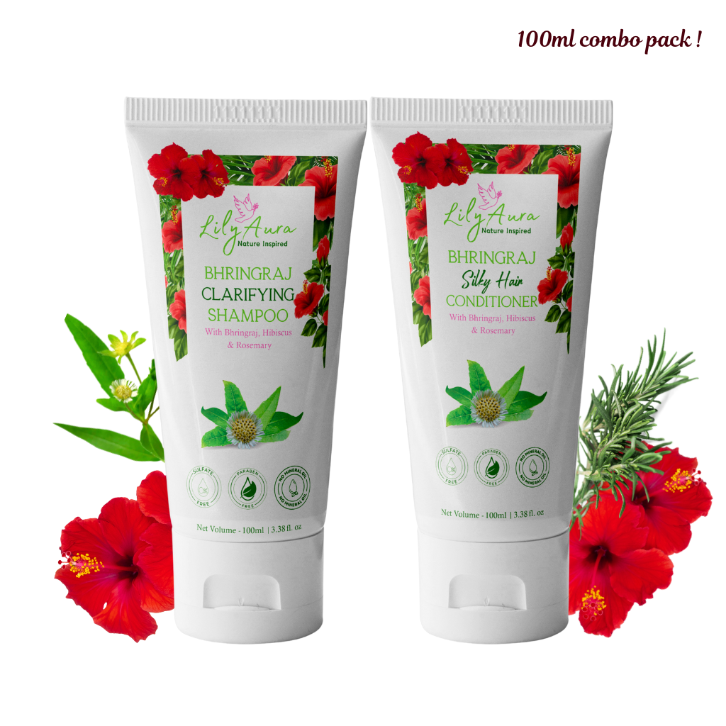 Bhringraj Clarifying Shampoo and Silky Hair Conditioner Combo
