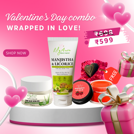 Manjistha & Licorice Face wash + Aloevera gel + FREE Raspberry Red lipbalm + free Valentine’s gift 💝