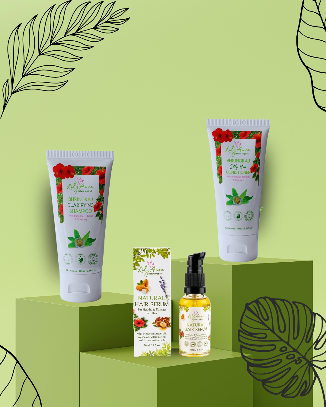 Shampoo + Conditioner + Natural serum combo