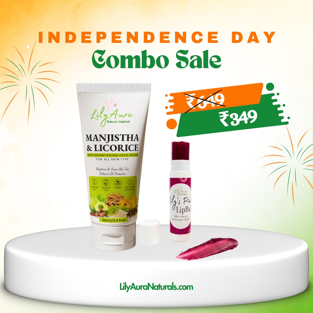 Manjistha & Licorice Skin Brightening Face Wash 100ml + Lily’s Pink lip balm Chapstick combo
