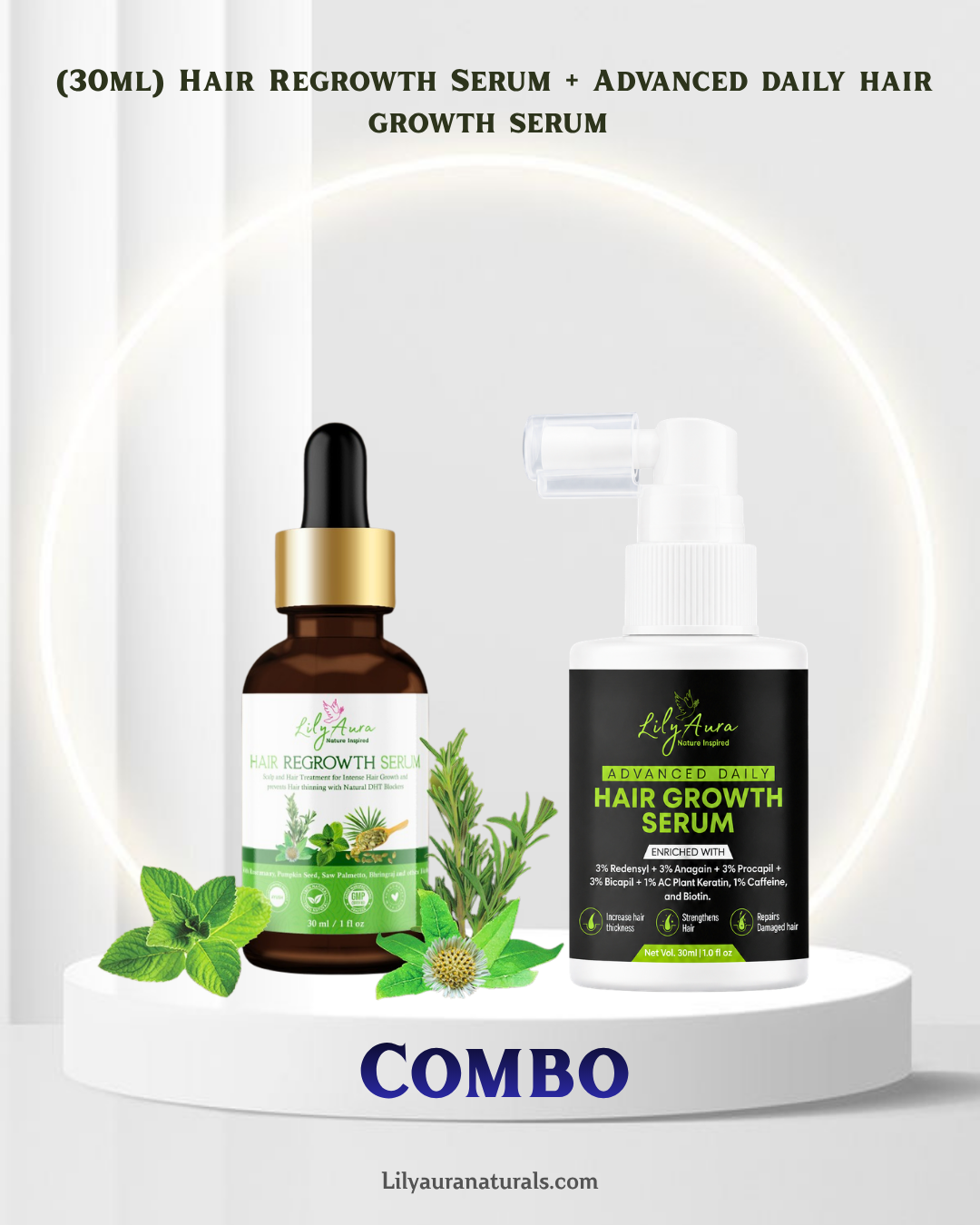 Hair Regrowth Serum 30ml & Advanced Daily Hair Growth Serum 30ml Combo