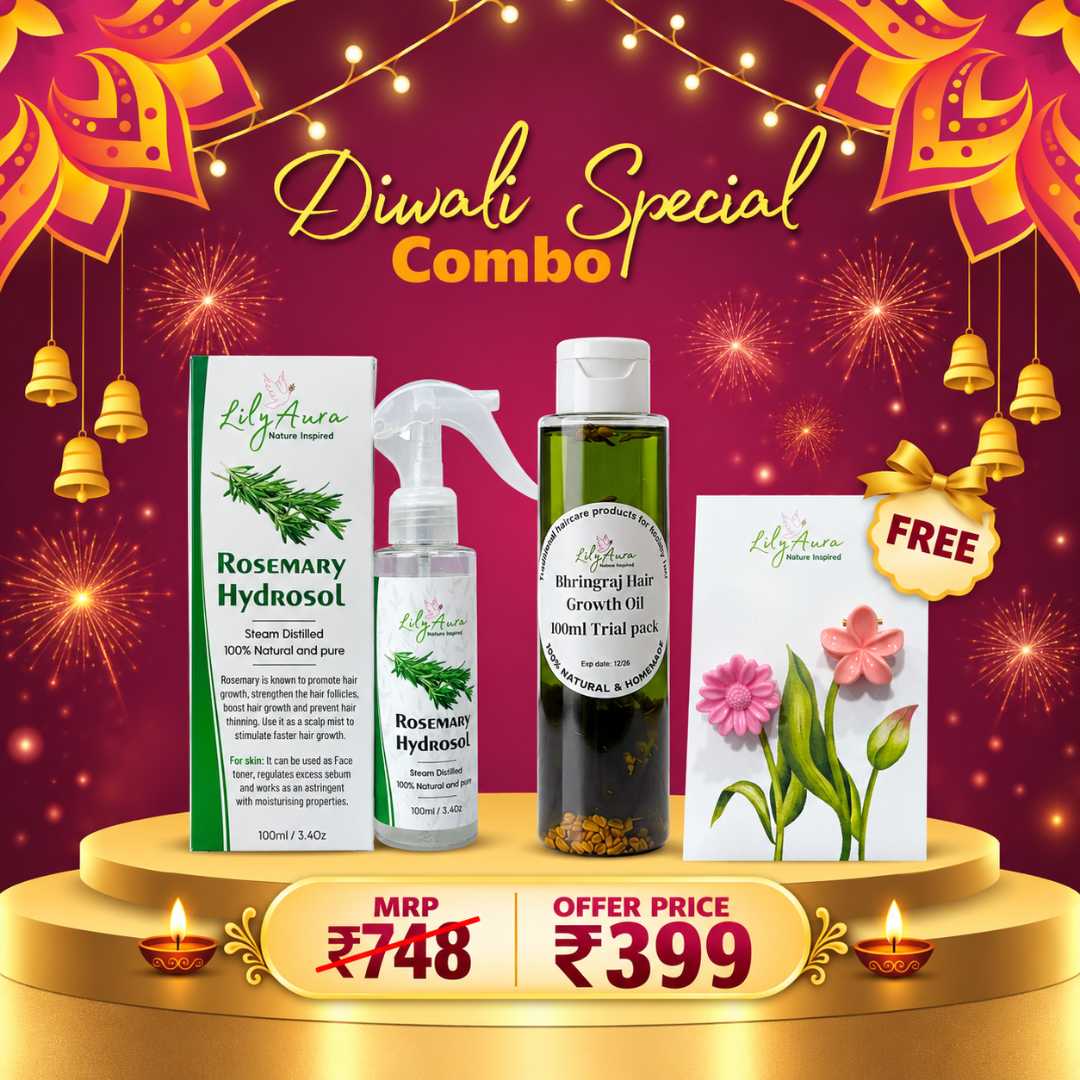 Bhringraj hair growth oil 100ml + Rosemary Hydrosol 100ml + free hair clips