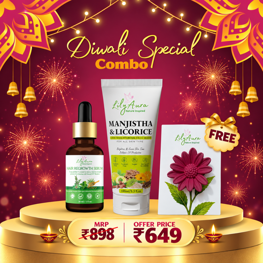 Hair Regrowth Serum 30ml + Manjistha & Licorice face wash 100ml + Free Flower Hair clip