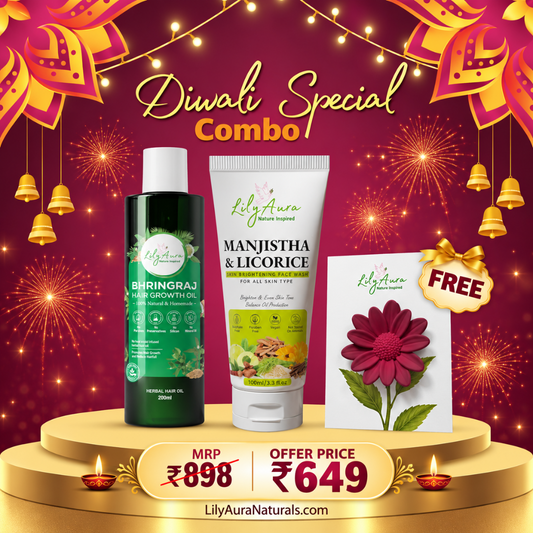 Bhringraj Hair growth Oil 200ml + Manjistha & Licorice face wash 100ml + Free Flower Hair clip