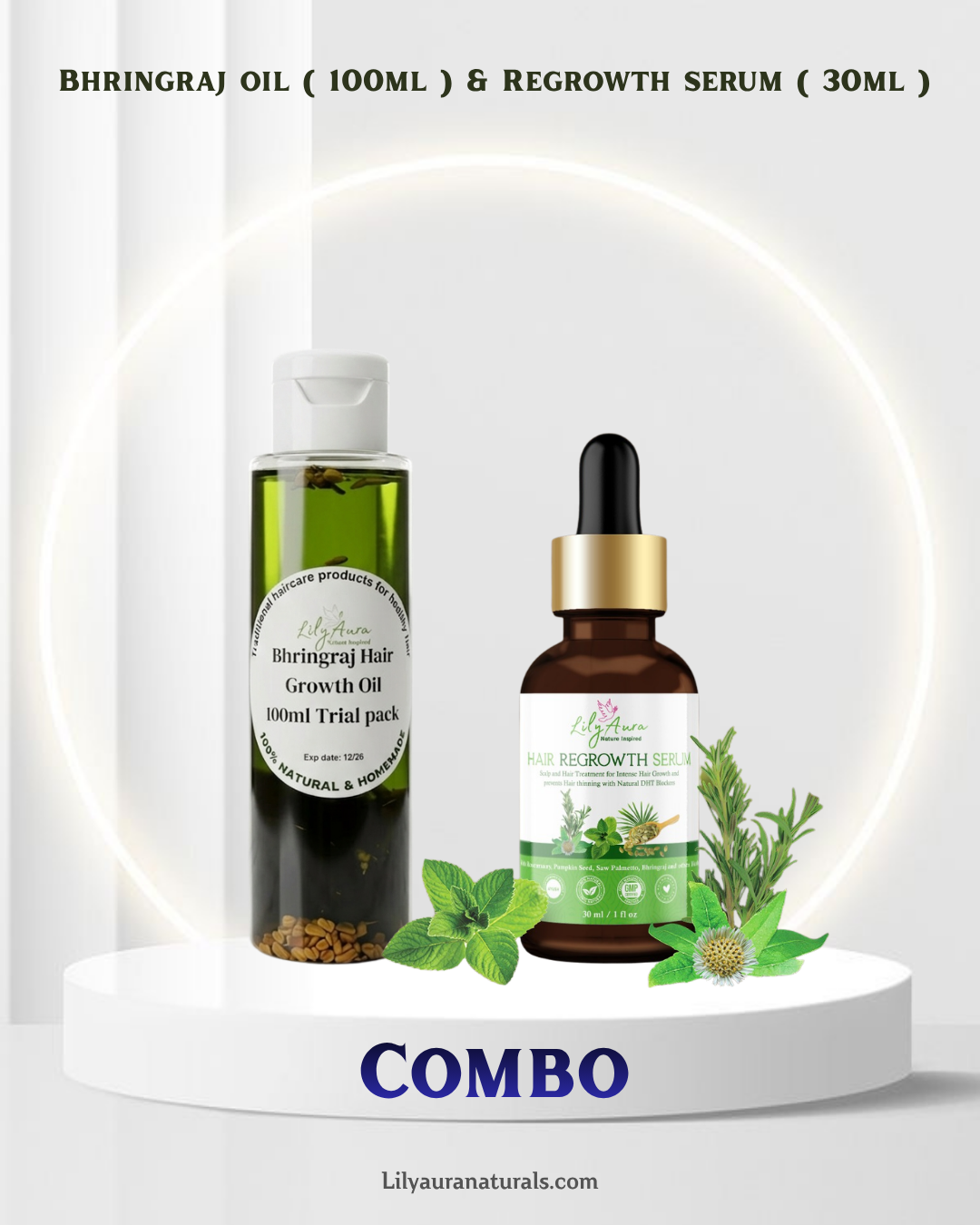 Bhringraj Hair Growth Oil 100ml & Hair Regrowth Serum 30ml Combo