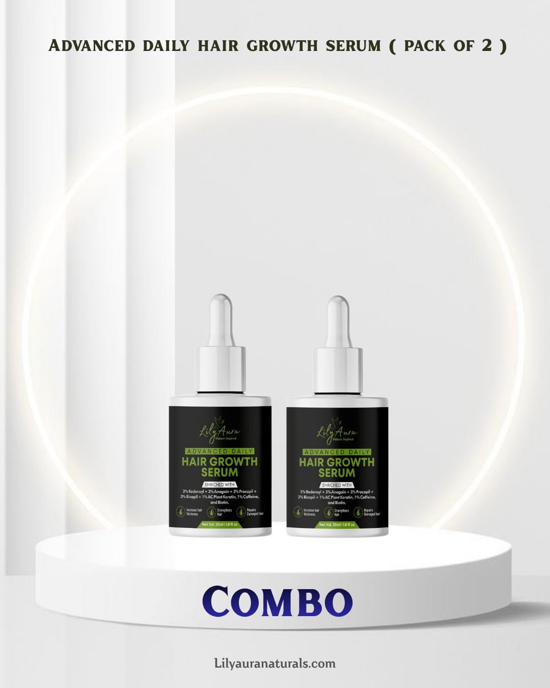Advanced Daily Hair Growth Serum 3% Redensyl + 3% Anagain + 3% Procapil + 3% Bicapil + Ac Plant Keratin + Caffeine + Biotin