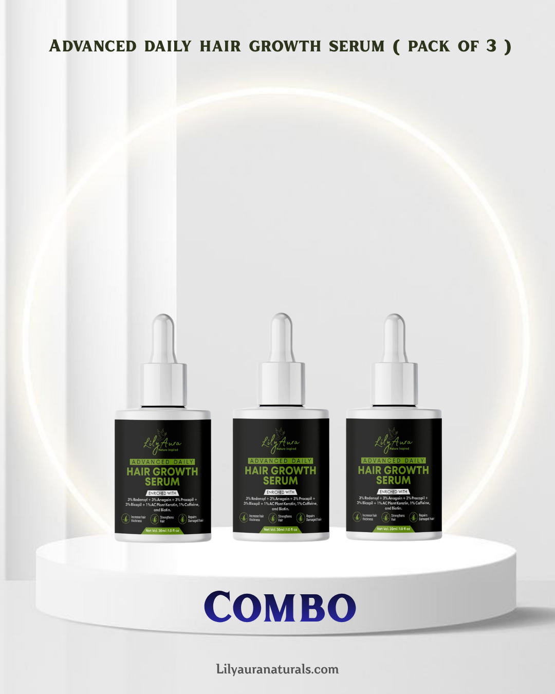 Advanced Daily Hair Growth Serum 3% Redensyl + 3% Anagain + 3% Procapil + 3% Bicapil + Ac Plant Keratin + Caffeine + Biotin