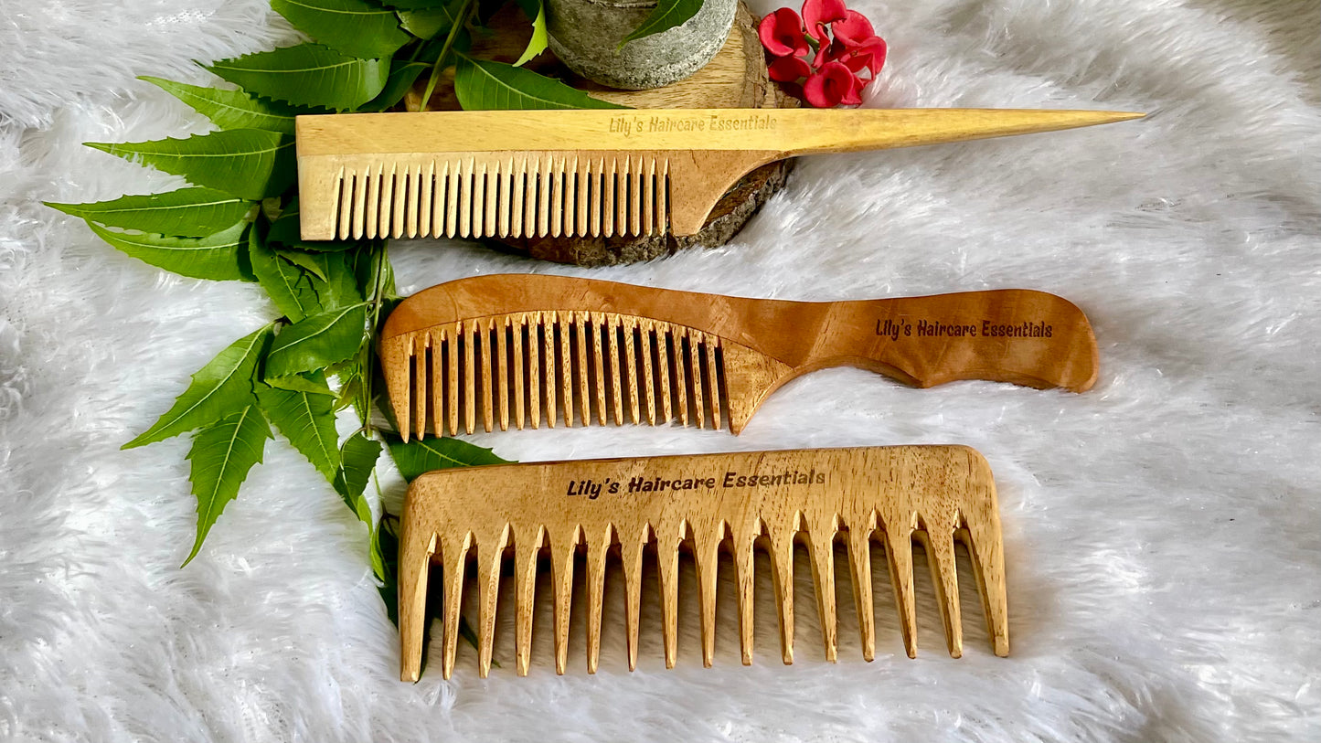 Neem Comb Set ( Handmade & 100% Pure Neem)